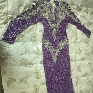 Glamorous Purple and Silver Long Sleeve Dress